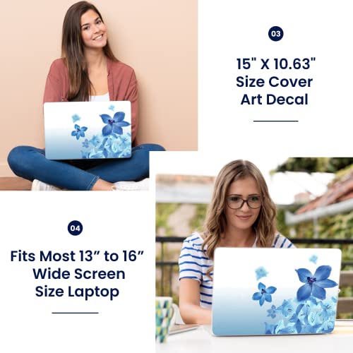 Image of LSS 15 15.6 inch Laptop Notebook Skin Sticker Cover Art Decal Fits 13.3 inch 14 inch 15.6 inch 16 inch HP Dell Lenovo Apple Asus Acer Compaq (Free 2 Wrist Pad Included) Blue Neon Flower