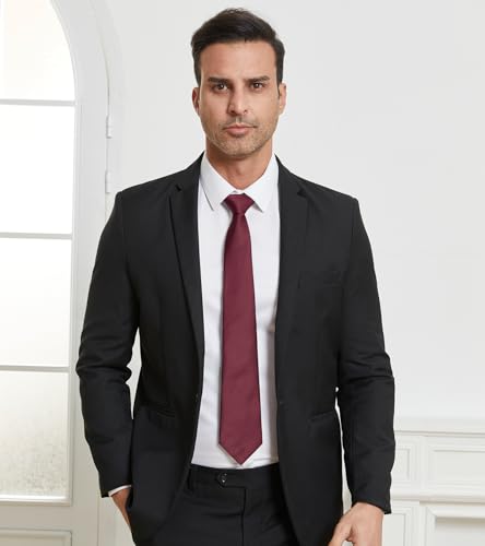 Image of DecTwig Men's Ties Solid Color Formal Neckties 3.15 inch (8CM) Black Ties For Men