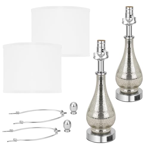 Lámparas de mesa juego 2 en vidrio y metal 23.5 pulgadas miniatura 6