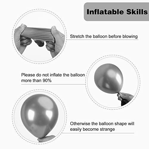 Image of Party Propz Balloons For Decoration - 100Pcs Silver Metallic Balloons | Metallic Balloon For Decoration | Silver Balloons For Birthday Decoration