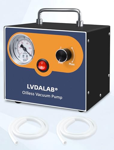 Adjustable Lab Vacuum Pump, LVDALAB 15L/Min Oil-Free Diaphragm Vacuum Pump, Oilless Filtration Vacuum Pumps...