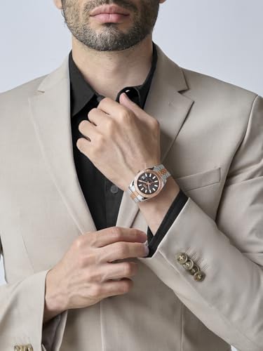 Image of Ajanta Quartz Monaco Men's Analog Watch|| Stainless Steel Bracelet Strap | Day & Date Display | Water Resistant | Fashion Wrist Watch for Men