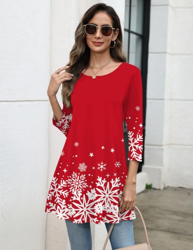 Image of Zeagoo Women Tops 3 /4 Sleeve Dressy Casual Plus Size Tunics Loose Blouses
