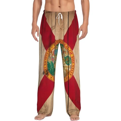 Pantalon de pyjama en flanelle avec motif imprimé grain de bois