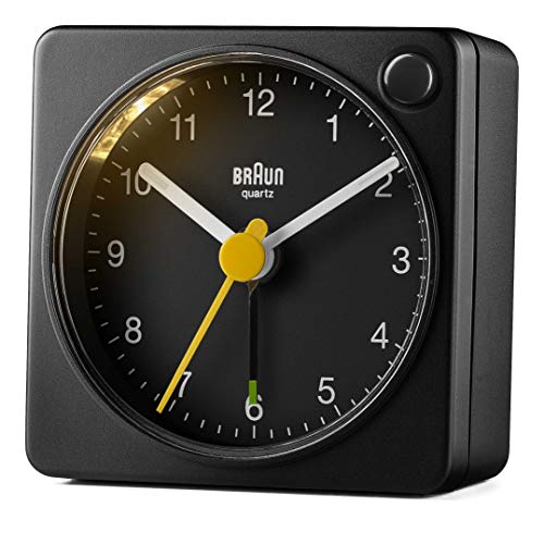 Braun Classic Travel Analogue Clock With Snooze And Light, Compact Size, Quiet Quartz Movement, Crescendo Beep Alarm In Black, Model Bc02Xb, One #TOP4
