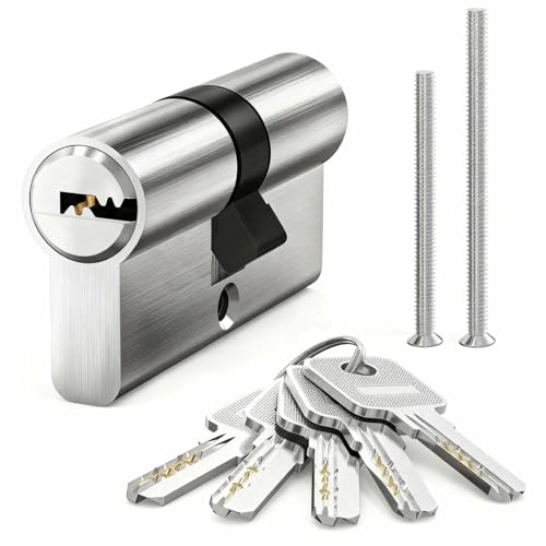 MANICAF Schließzylinder 25/30, Profilzylinder, Euro-Zylinder-Schloss, Schliesszylinder, Zylinderschloss 55mm mit 5 Messing Schlüssel