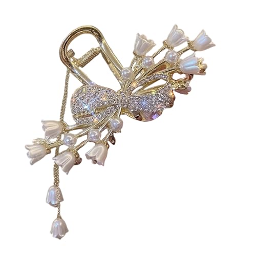 Glamorously Adorned Flower Hair Clip Slip Proof Metal Grip Tasseled Hair Accessories for Casual Formal Event Glamorously Adorned