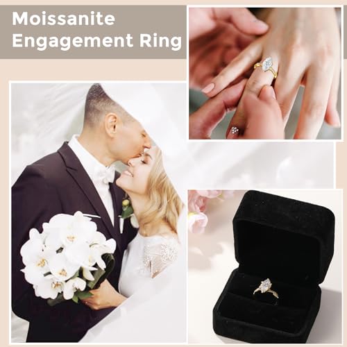 4CT Marquise Cut Moissanite Engagement Ring for Women, Moissanite Wedding Rings 14K Gold/White Gold Plated, Promise Travel Band for Anniversary, Size 5-104