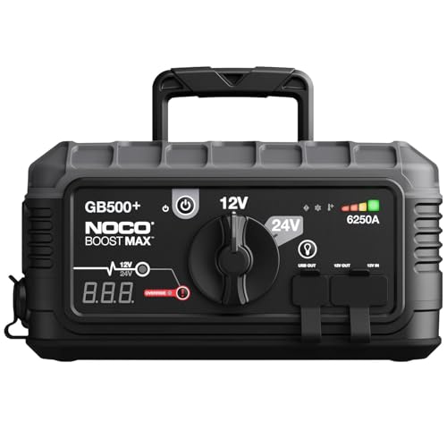 NOCO Boost Max GB500 6250 Amp 12-Volt And 24-Volt UltraSafe Portable Lithium Jump Starter Box, Battery Booster Pack, And Commercial Jumper Cables for Gasoline And Diesel Engines Up To 45-Liters