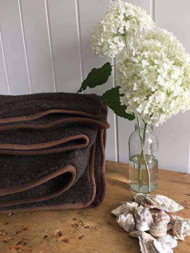 Wolldecke australisches Merino Prestige Naturhaardecke 100% Merinowolle weiche & warme Kuscheldecke Couch- Sofadecke Wohndecke Größe 140 x 200, Farbe Braun Cover