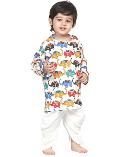 Image of POLKA TOTS 100% Cotton Elegant Traditional Dhoti Kurta Set for Baby Boys | Ultra-soft Cotton Ethnic Dress for Festivals and Weddings | Traditional Angrakha Dress for Kids Boys
