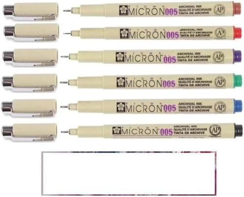 PIGMA MICRON SAKURA 005 - Zestaw 6 kolorów i 1 karta