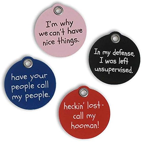 LuckyPet Pet ID Tag - Funny Dog & Cat Tag: I'm Why We Can't Have Nice Things on Front & Your Personalized Info Engraved on Back - Durable Plastic Tag - Size: Large, Color: Blue Cover