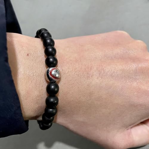 Image of Xusamss Fashion 8MM Matte Agate Beads Bracelet Cross Elastic Bracelet,7 1 /2 Wrist