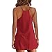 Red Vneck for Women Summer Fall Sleeveless Slip Mini Petite Loose Fit Beach Casual Hawaiian Tropical Plain Dresses Teen Girls 2025 Soft Comfy Clothing Fashion S