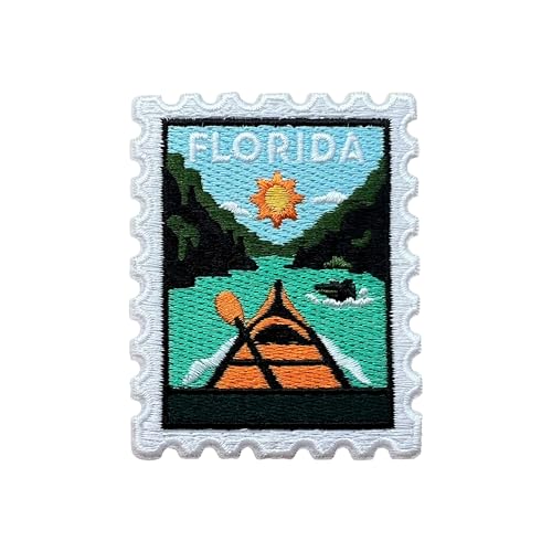 LEMEPINZ Florida Stamp 3 Inches Embroidery Patch, Natural Iron On/Sew