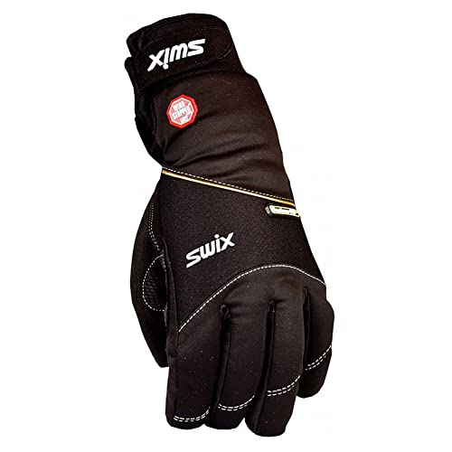 Swix Unisex Icon Durable Flexible Windproof Breathable Winter Sports Skiing Gloves with Nose Wipe Thumb, Black, Small