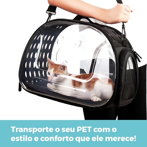 Bolsa De Transporte Para Pets Porte Pequeno Médio Panorâmica. Segurança Confortável Design Moderno F