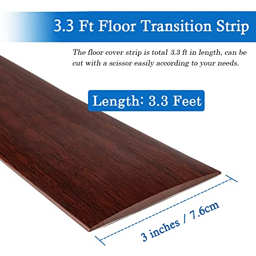 Floor Transition Strip Self Adhesive Floor Cover Strips Laminate 3" Wide Vinyl Flat Divider Transitions Elegant Wood Grain Design (7.6cm, 3.3Ft, Coffee)