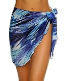MOPZIJA Sarong de playa para mujer falda corta de gasa ligera y rápida secado con estampado tie dye y dobladillo asimétrico para cubrir bikini y vestir en vacaciones de verano