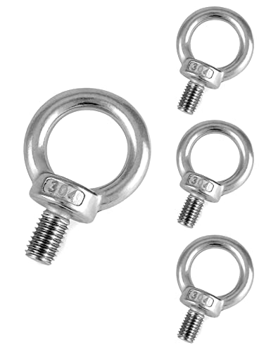 QWORK 4 Piezas M12 Cancamo - 300KG - M12 Anillos de Elevación, Perno Ojo de Levantamiento de Rosca Macho in 304 Acero Inoxidable