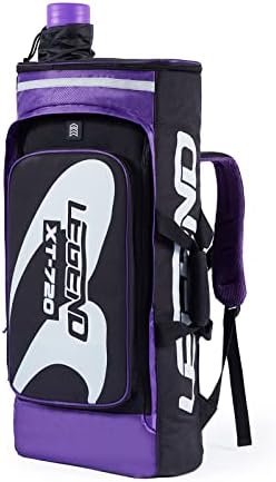 Legend - XT720 Recurve Bow Case (Purple) | Backpack Style Bag with Heavy Duty Foam Padding for Portable Protection of Recurve Bows & Risers up to 27" | Telescopic Arrow Tube Extends Up to 35"