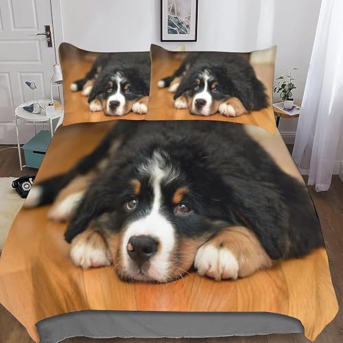 Funda Nordica Cama 180 Perro Mascota Funda Nórdica 260x240 Lindo Perro Fundas de Edredón Impresión 3D Ropa de Cama de Microfibra Transpirable con 2 Fundas de Almohada E-1758