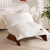 MAXYOYO Adjustable Living Room Chair, 3-Position Bean Bag Chair with Removable Cover, Upholstered Accent Chair with Frame, Soft Reclining Lounge for Bedroom, Apartment, Office, Beige