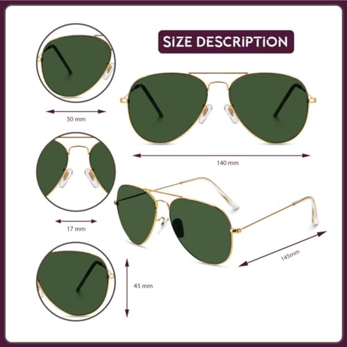 Image of ARICKS Classic Aviator Sunglasses for Men Women Driving Sun glasses Glass Lens 100% UV Blocking