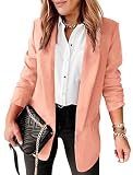 Langwyqu Womens Casual Open Front Blazers Long Sleeve Work Office Jacket Blazer Orange Pink
