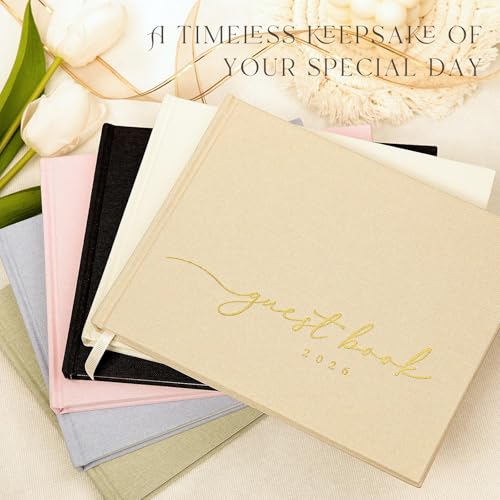 Image of Lanpn Wedding Guest Book 2026 - Linen Graduation Guestbook Wedding Reception with 108 Blank Pages for Sign in and Photos - Guest Book for Wedding Bridal Shower Baby Shower Funeral (Black)