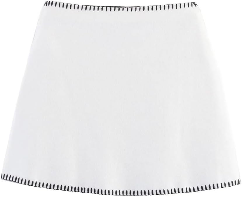 Women's Elegant Embroidery Short Set Patchwork Half Sleeve Top Mini Skirt