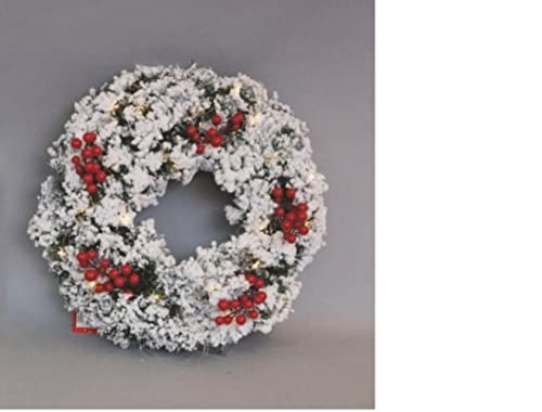 Euronatale Corona Pvc 30Cm Nevata C/Bacche E Luci##, Come Foto, Unica