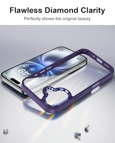 Image of HOOMIL Case for iPhone 16 Plus 6.7-Inch, Non-Yellowing, Drop Protection, Anti-Scratch Transparent Hard Back Phone Cover - Dark Purple