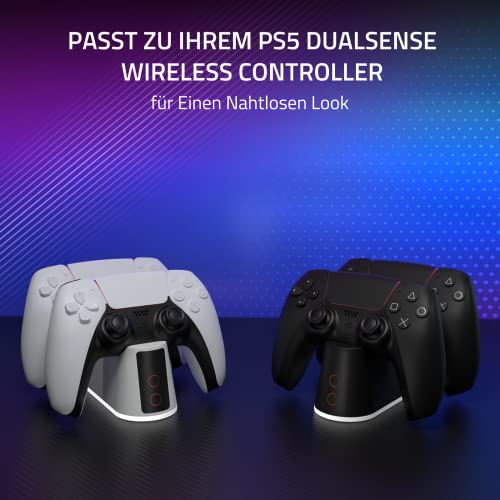 Ladestation für PS5 Controller mit Einstellbarem RGB Licht, 2 Stunden Schnellladung Ladestation Schnelllade, Click-in-Design, LED-Anzeige Intelligenter Sicherer Ladeschutz für Sony Playstation 5 - Image 7