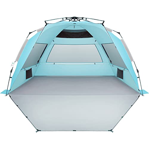 Oileus XX-Large Pop Up Beach Tent Sun Shelter for 5-6 Person Portable Sun Shade Instant Tent for Beach - Sky Blue