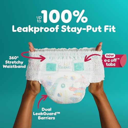 Pampers Diapers - Cruisers 360° - Size 5, up to 100% Leakproof Fit, Designed for Active Babies, Pull On Diaper, EZ Off Tabs Designed for Easy Changes, 1 Pack (Count of 96) — view 6