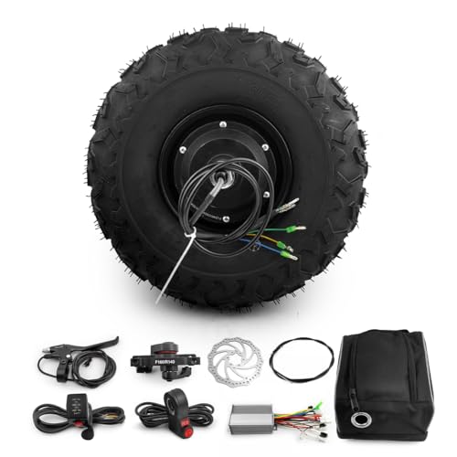 14,5 Zoll 350W bürstenloser Zahnradnabenmotor mit 145/70-6 Offroad-Reifen für elektrischen Trolley-Schubkarrenroller (Scheibenbremsen-Kit, 36V 350W)