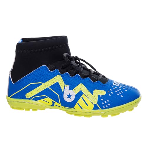 Chuteira Infantil Society Botinha Cano Alto 28 ao 33 com Solado Costurado (AZUL, BR, Criança de 4 a