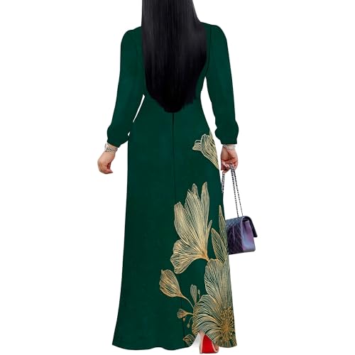 Image of PinkPatty Women's Long Sleeve Maxi Dress Plus Size Trendy Wedding Guest Dress with Pockets&Belt