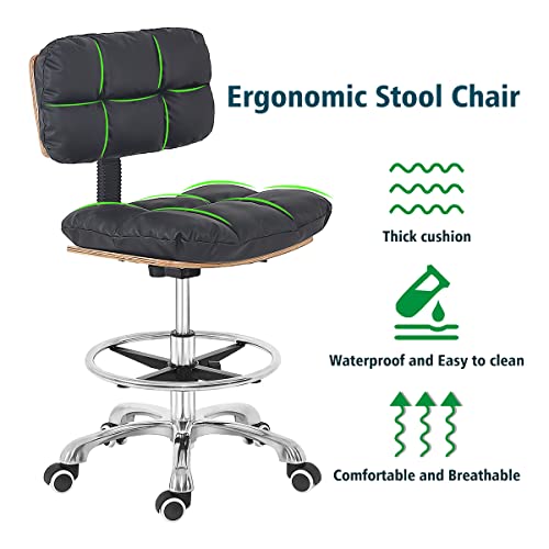 Antlu Drafting Chair Tall Office Chair For Standing Desk,Rolling Shop Guitar Work Drafting Stool,Counter Height Office Studio Chairs (Black) #TOP4