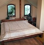 GURU SHOP Brokat/Samt Steppdecke, Bettüberwurf - Weiß, 270x230 cm