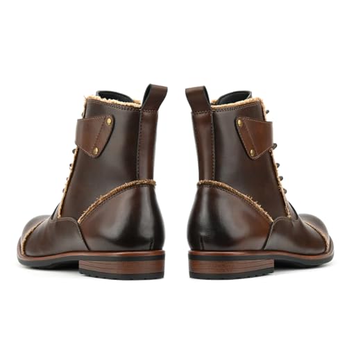 Mens Boots Motorcycle Casual Boots for Men Lace-up Ankle Dress Boots Zipper Biker Boot 5