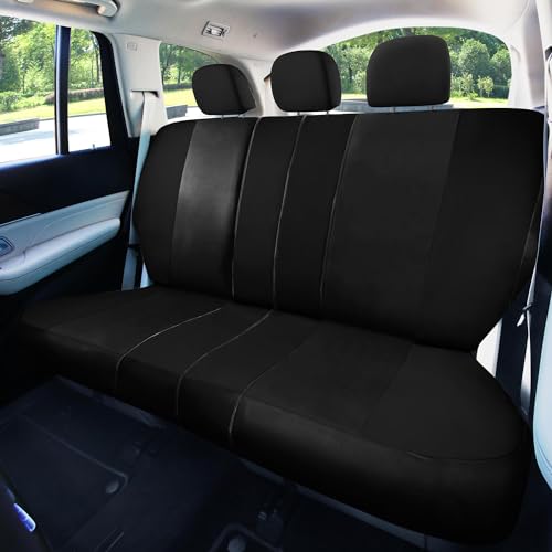 Image of FH Group Car Seat Covers Rear Set Cloth - Universal Fit Automotive Seat Covers, Low Back Front Seat Covers, Solid Back Seat Cover, Washable Car Seat Cover for SUV, Sedan and Van Black