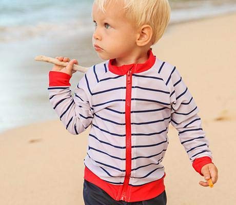 Image of SwimZip Boys' Long Sleeve Rash Guard & Swim Shorts - UPF 50+ Sun Protection