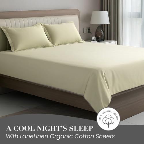 Image of LANE LINEN 400TC Super King Size Bedsheet with 2 Pillow Cases | 100% Cotton 3 Pc Bedding Set (2.74 M x 2.74 M) | Breathable & Wrinkle-Free | Sustainable & Eco Friendly Bedding Set (Sand)