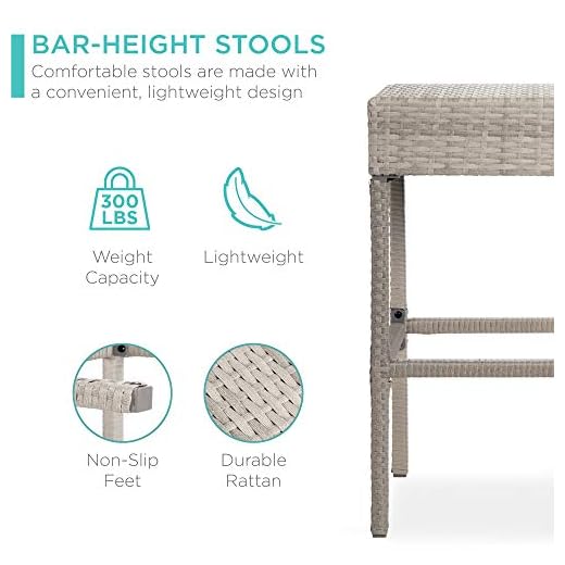 5-Piece Outdoor Wicker Bar Table Set