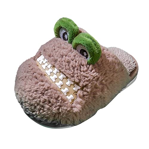 EnJoCho Girls Dress Shoes Autumn and Winter Cute Boys and Girls Slippers Flat Bottom Soft and (Brown, 6-7 Years Little Child)