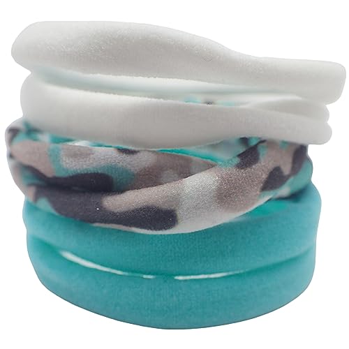 Topkids Accessories Thick Hair Bands for Women and Girls Hair Bobbles Elastic HairBands Ponytail Holders Hair Ties Hair Elastics Hairbands Women (Patterned Blues 6pcs)