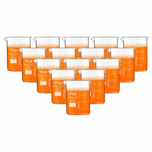 Image of VVS Borosilicate Glass Beaker 25ml pack of 15 of For School College, Lab Laboratry and professional use